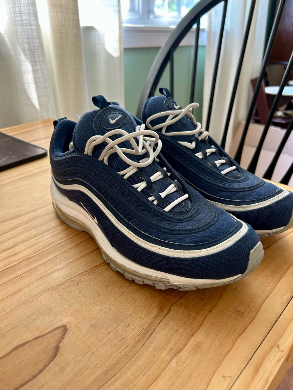 Nike Men’s Navy and White Air Max 97 Sneakers